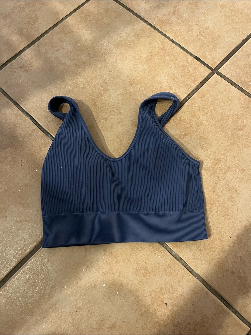 aerie Ribbed Dark Navy Sports Bralette